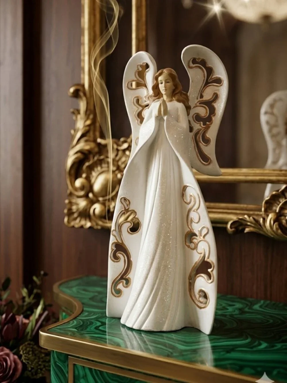 Jaimy WMG Angel Taper Candle Holder 11” White Gold Filigree NWOT Celestial Decor